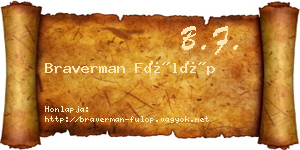 Braverman Fülöp névjegykártya